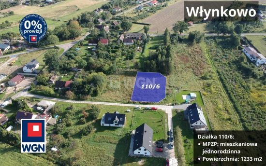 Grunt budowlany jednorodzinny na  sprzedaż Włynkowo - Działka budowlana, 1233m2, Włynkowo